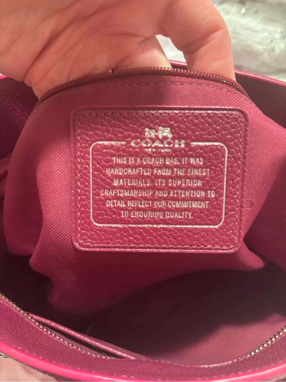 Coach Pebbled Leather Tote in Berry Plum - Picture 11 of 13
